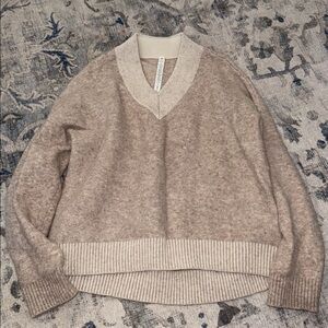 Lululemon Cozy Beige V-Neck Sweater